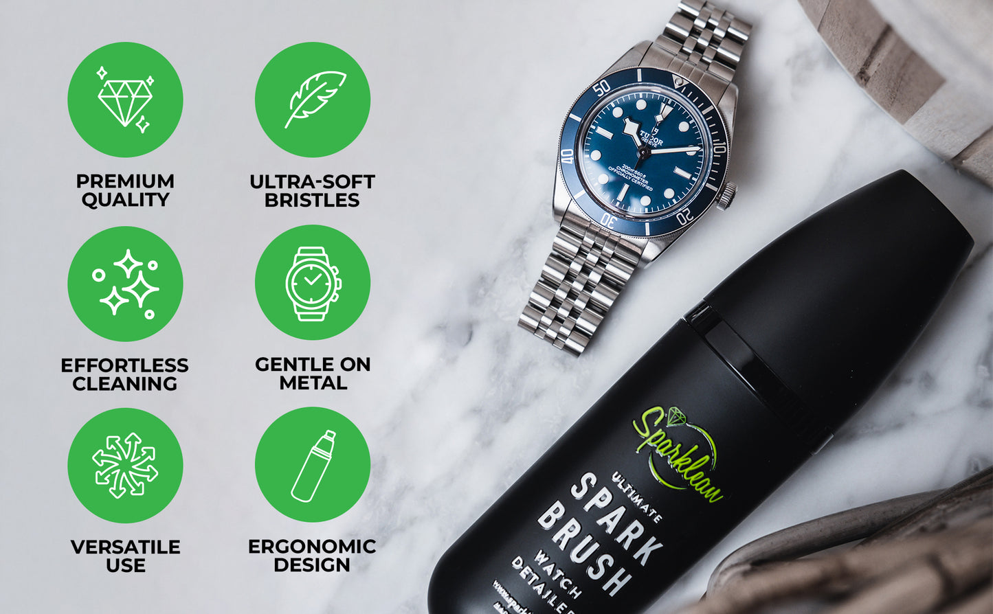 Sparkbrush Soft-Bristle Gentle en todos los metales, joyas y relojes