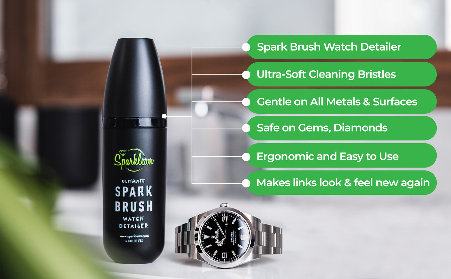 Sparkbrush Soft-Bristle Gentle en todos los metales, joyas y relojes